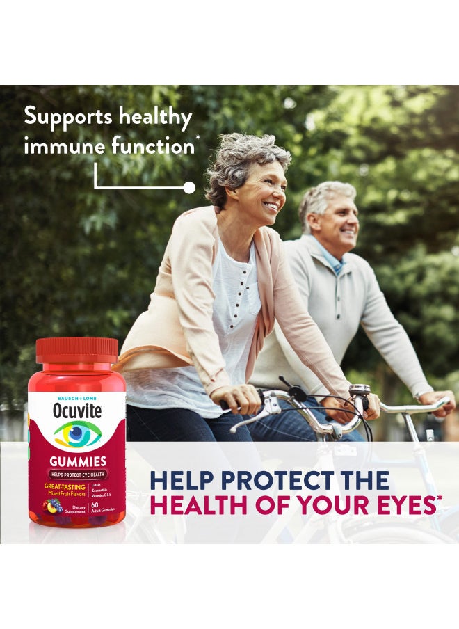 Ocuvite Vitamin & Mineral Supplement for Eye Health Adult Gummies, Contains Lutein & Zeaxanthin, Mixed fruit, 60 Count