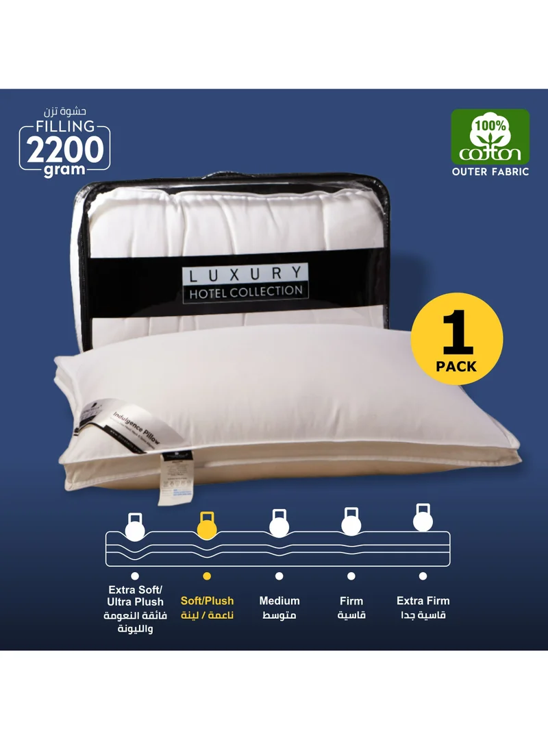 Donetella Hotel Style Bed Pillows: 2.2 Kg Soft Breathable Cotton Cover Top With Luxury Down Alternative Filling Pillow