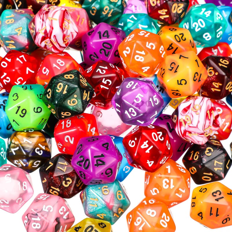 Skylety 100 Pieces Polyhedral Dice Set with Black Pouch Polyhedral Dice Compatible with RPG MTG Table Games Multi Colored Assortment (20 Sided) - Image 1