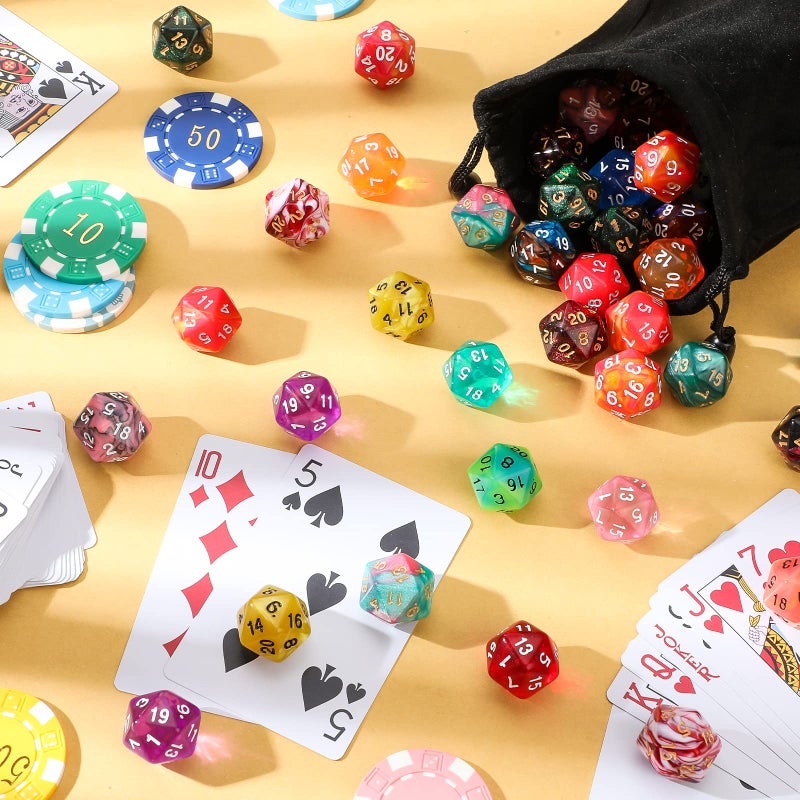 Skylety 100 Pieces Polyhedral Dice Set with Black Pouch Polyhedral Dice Compatible with RPG MTG Table Games Multi Colored Assortment (20 Sided) - Image 2