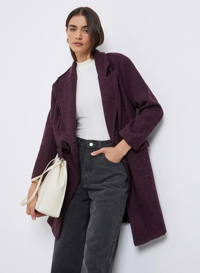 Styli Burgundy Longline Double Breasted Coat
