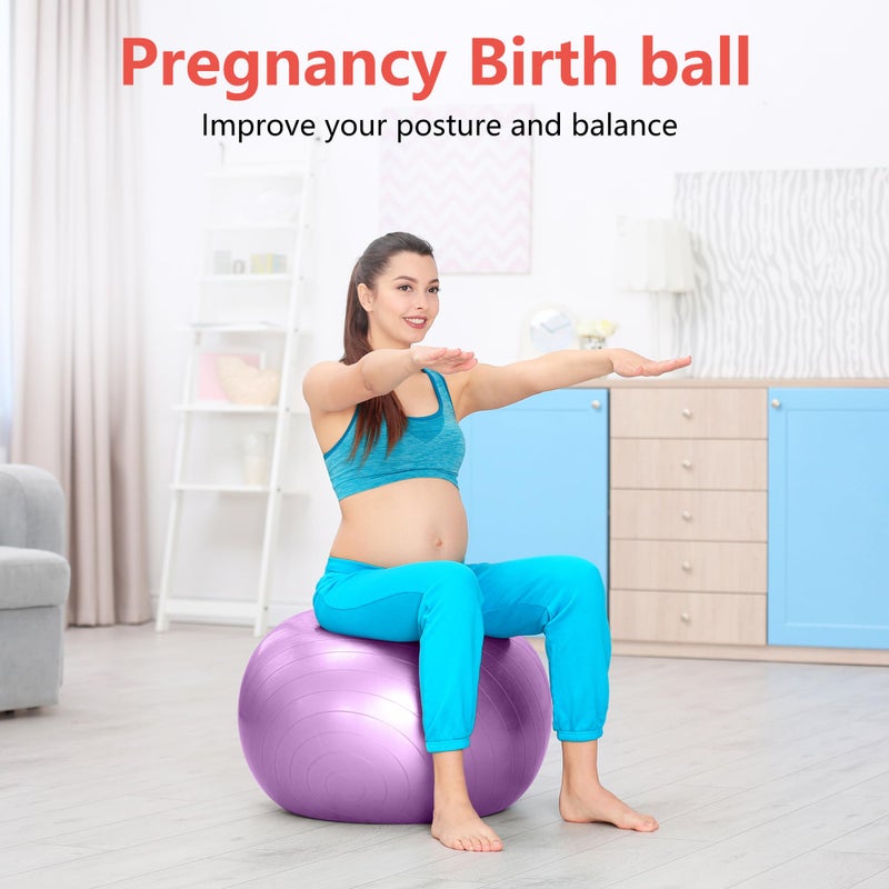 PRIMASOLE Exercise Ball for Balance Stability Fitness Workout Yoga Pilates at Home Office & Gym 65cm Nail Pink - Image 3