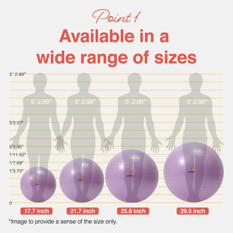PRIMASOLE Exercise Ball for Balance Stability Fitness Workout Yoga Pilates at Home Office & Gym 65cm Nail Pink - Image 2