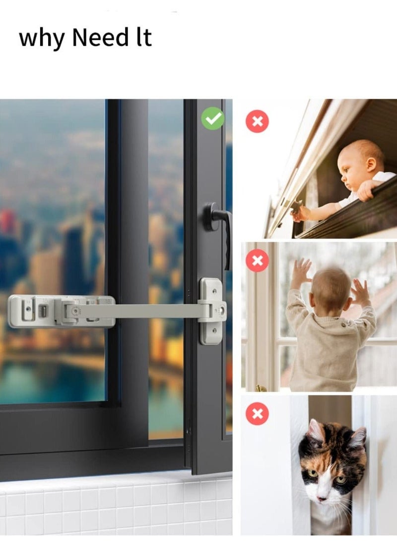 Generic Window Restrictor Lock, Self Adhesive Child Baby Safety Door Window Lock, Baby Sliding Door Window Lock Limiter Anti-Opening Window Latch High Level Child Protection Anti-Fall, Easy Install  - Image 3