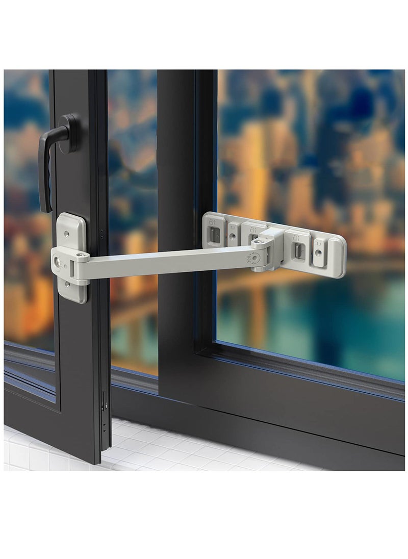 Generic Window Restrictor Lock, Self Adhesive Child Baby Safety Door Window Lock, Baby Sliding Door Window Lock Limiter Anti-Opening Window Latch High Level Child Protection Anti-Fall, Easy Install  - Image 1