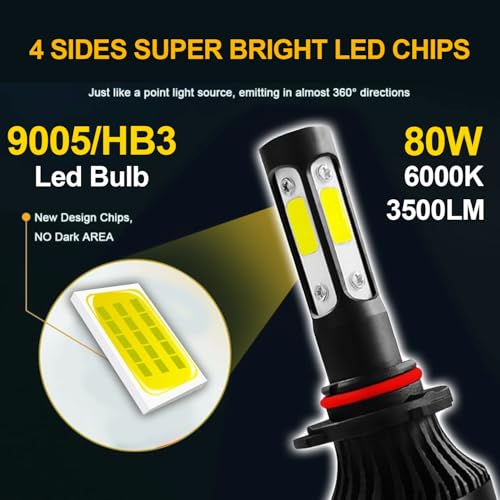Auto Pearl 9005/HB3 LED Headlight Bulb for Car 80W 3500LM 6000k (White Light LED Headlight Bulb) compatible with FRONX DELTA 2023-2024 (Pack of 2) - Image 4