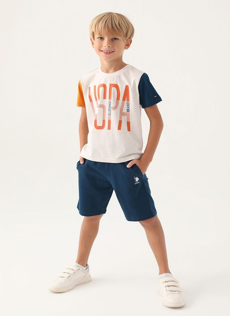 U.S. Polo Assn. U.S. Polo Assn. Boys Beige Bermuda Set - Image 1