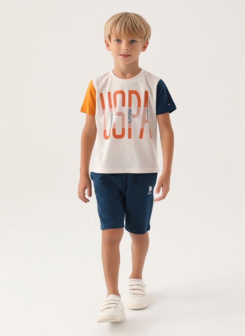 U.S. Polo Assn. U.S. Polo Assn. Boys Beige Bermuda Set - Image 2