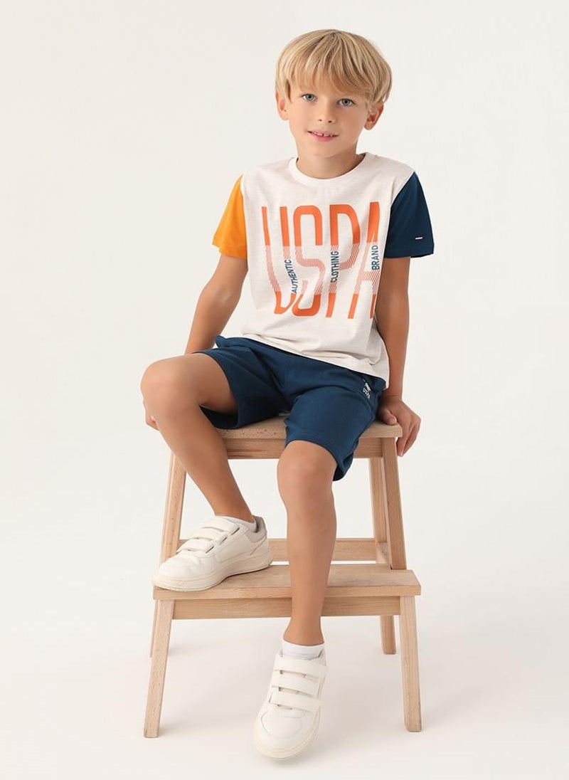 U.S. Polo Assn. U.S. Polo Assn. Boys Beige Bermuda Set - Image 3