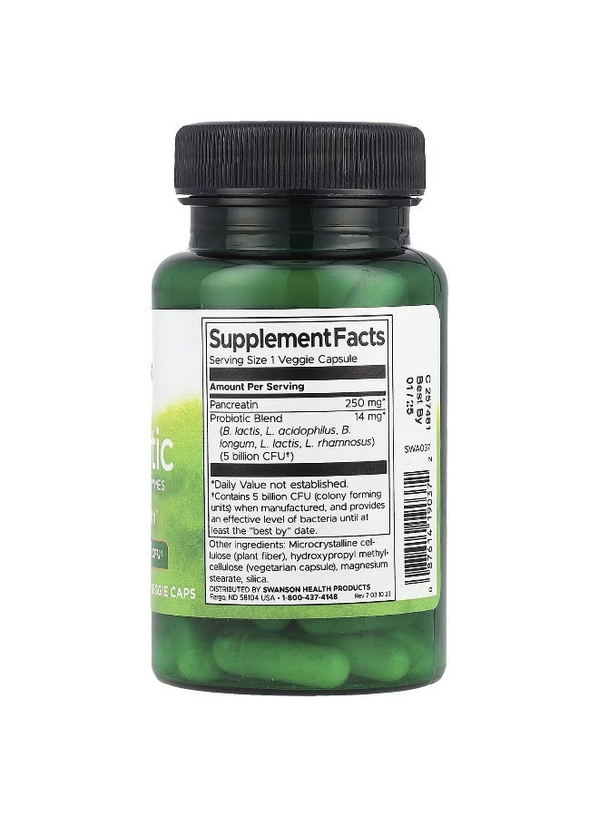 Swanson, Probiotic with Digestive Enzymes, 5 Billion CFU, 60 Veggie Caps - Image 2
