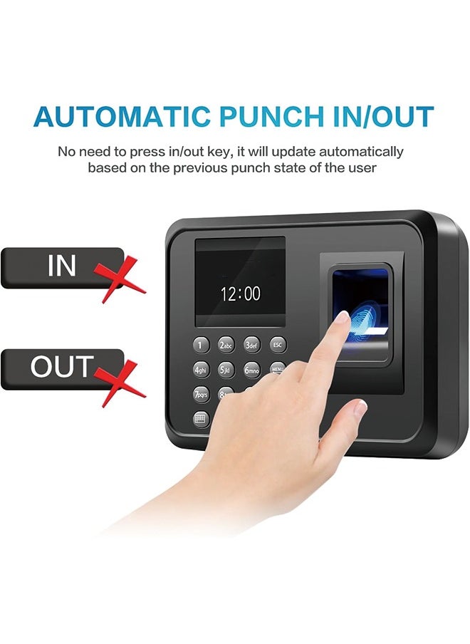 Generic - Time Clock, Fingerprint Time Clocks for Employees Small Business with Finger Scan and PIN Punching in One, 0 Monthly Fee Auto Deduct Lunch Easy Operation - Image 1