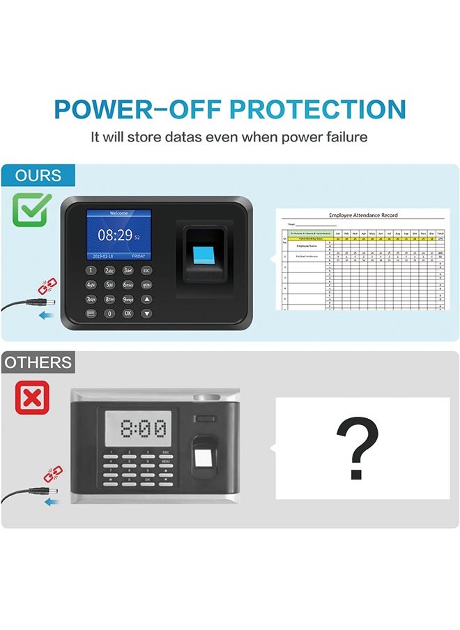 Generic - Time Clock, Fingerprint Time Clocks for Employees Small Business with Finger Scan and PIN Punching in One, 0 Monthly Fee Auto Deduct Lunch Easy Operation - Image 1