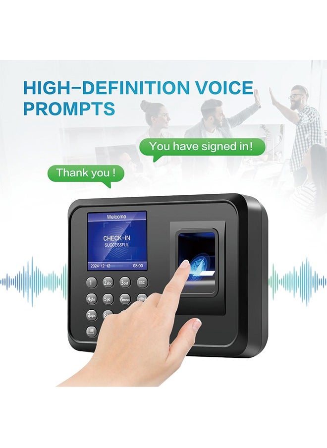 Generic - Time Clock, Fingerprint Time Clocks for Employees Small Business with Finger Scan and PIN Punching in One, 0 Monthly Fee Auto Deduct Lunch Easy Operation - Image 1