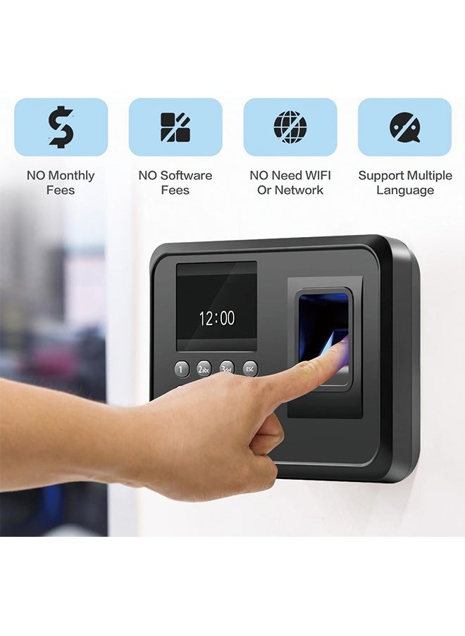 Generic - Time Clock, Fingerprint Time Clocks for Employees Small Business with Finger Scan and PIN Punching in One, 0 Monthly Fee Auto Deduct Lunch Easy Operation - Image 1
