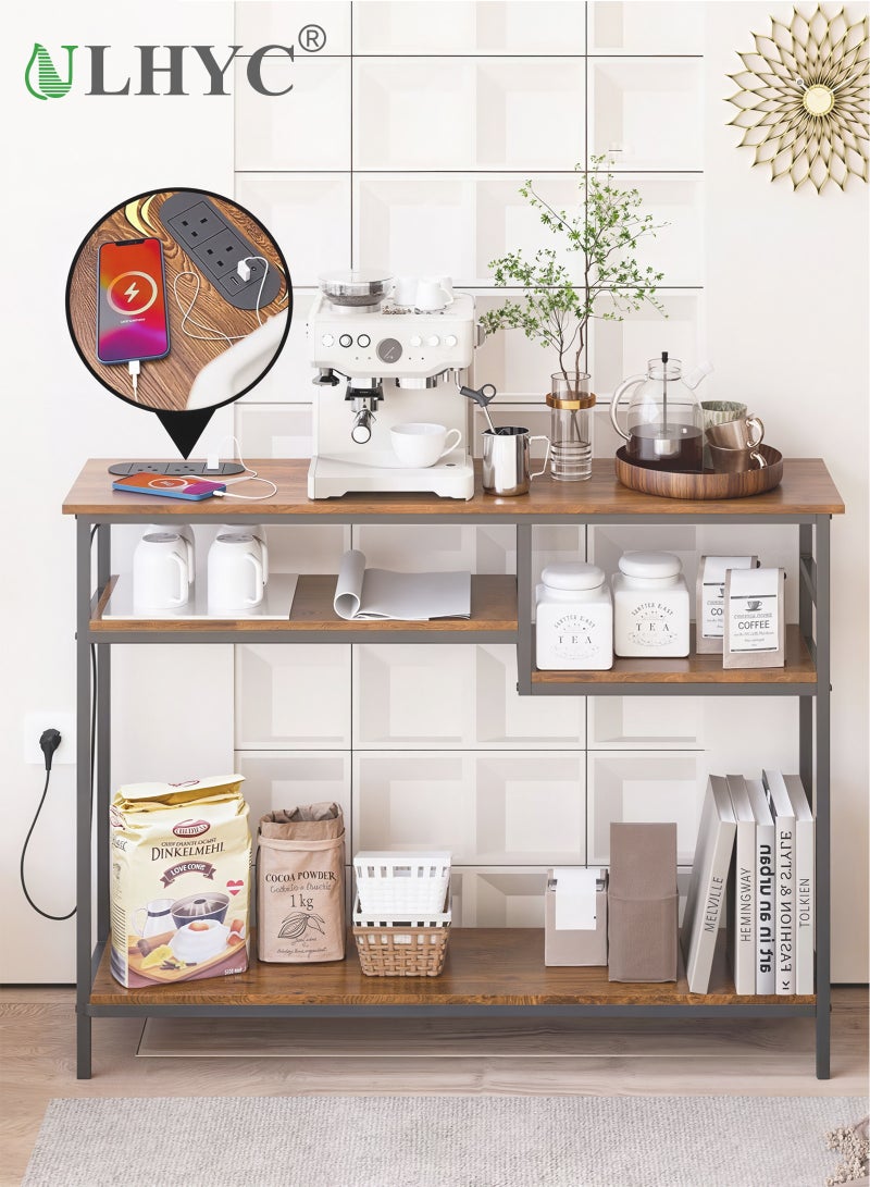 ULHYC 120cm Console Table with 4-Tier Storage Shelves, Large Entryway Organizer for Living Room, Office, Hallway, Extra Storage Space - Image 1