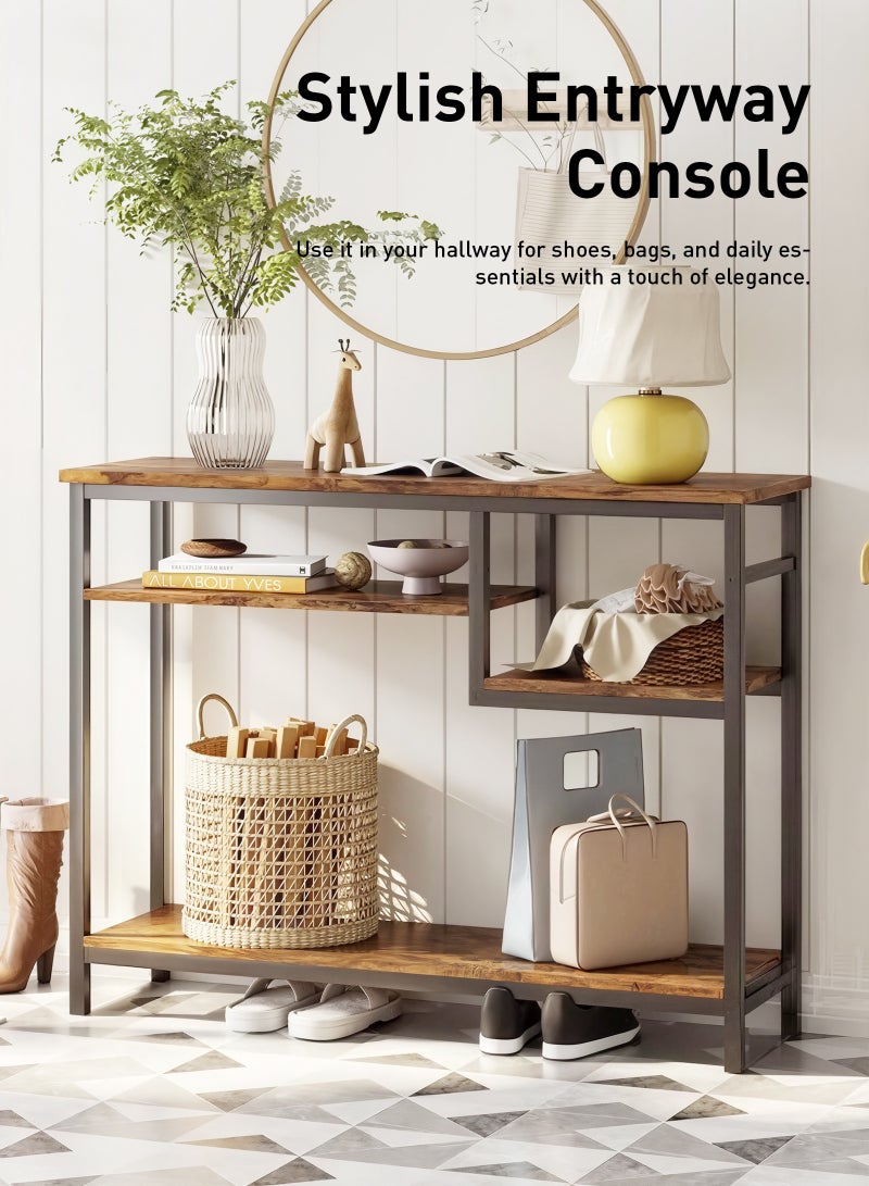 ULHYC 120cm Console Table with 4-Tier Storage Shelves, Large Entryway Organizer for Living Room, Office, Hallway, Extra Storage Space - Image 5