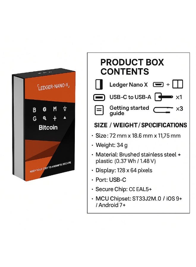 Ledger Nano X Crypto Hardware Wallet, Bluetooth, Secure Cold Wallet for Bitcoin, Ethereum, USDT, XRP and More - Image 3