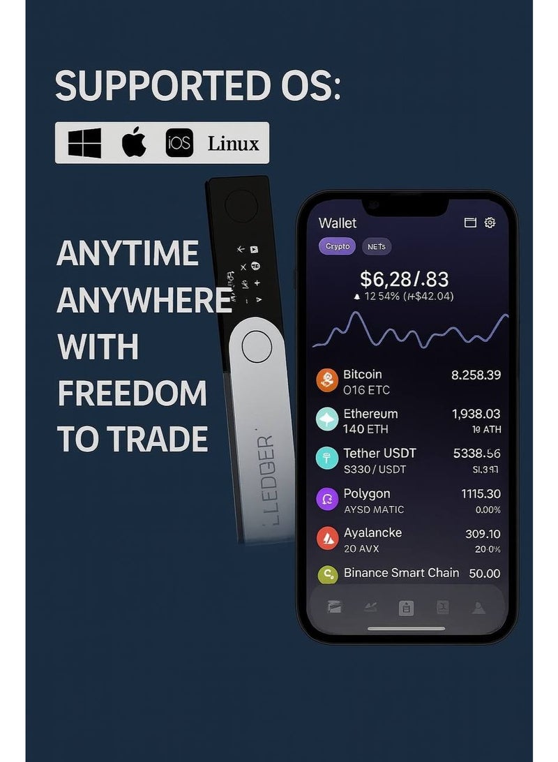 Ledger Nano X Crypto Hardware Wallet, Bluetooth, Secure Cold Wallet for Bitcoin, Ethereum, USDT, XRP and More - Image 1