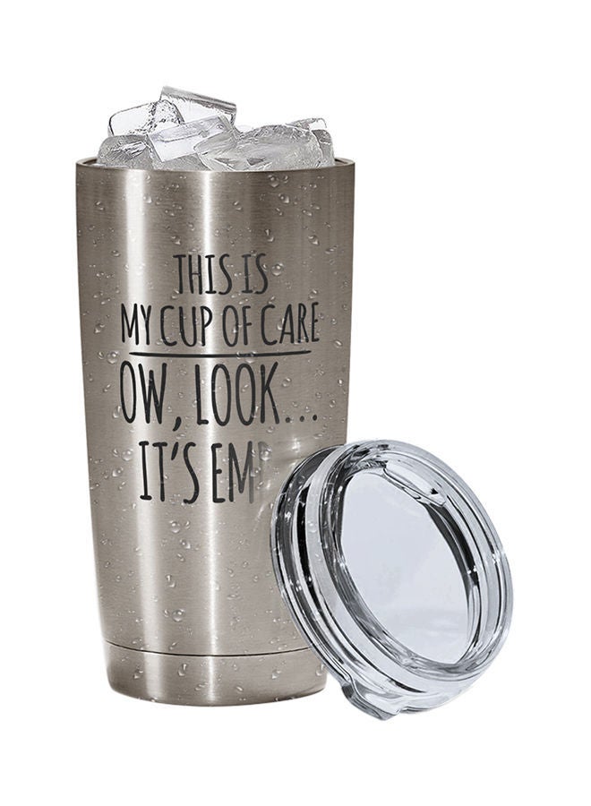 نيبمينينت كوب من الستانلس ستيل مطبوع عليه العبارة الفكاهية الساخرة "This Is My Cup Of Care Look Its Empty" فضي 15سنتيمتر - Image 2