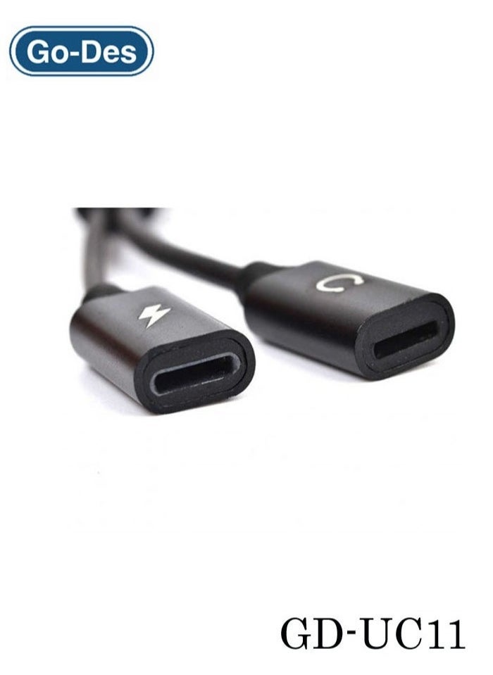 GO-DES - GD-UC11 2-in-1 Lightning Adapter with Universal Compatibility and Fast Charging Support - Image 1