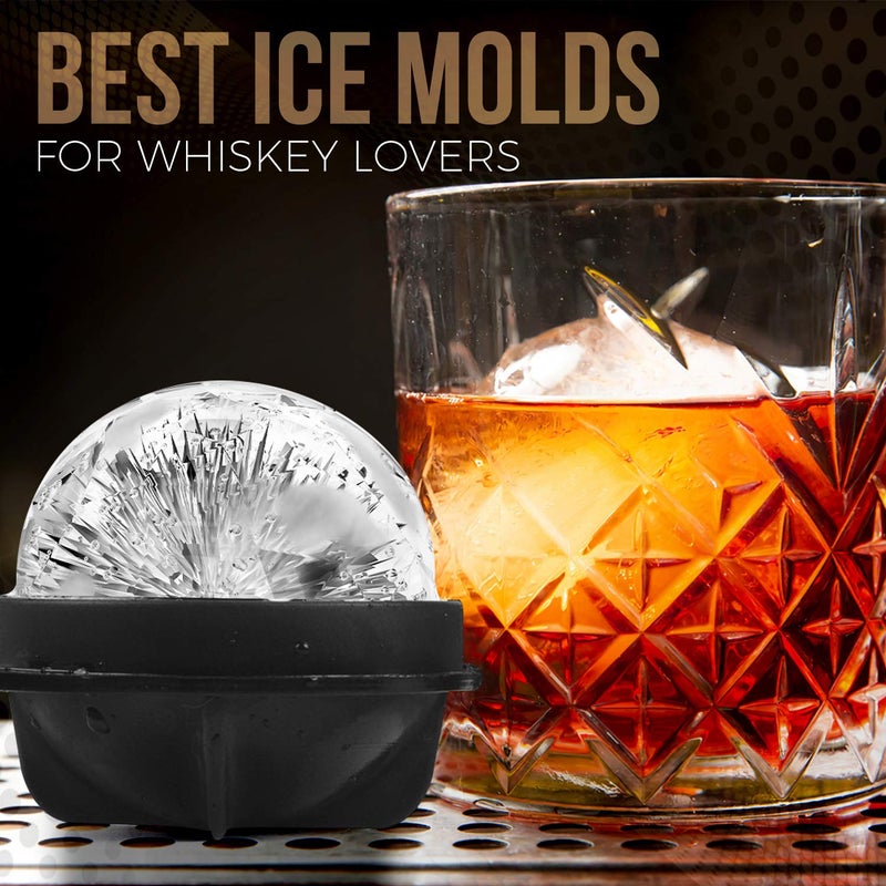 Shefio Bourbon Ice Cube Molds - Round Ice Cube Mold Set Of 4-2.5 Inch - Tight Sealing, Leak Proof Silicone Big Sphere Ice Ball Makers For Whiskey, Scotch - Image 2