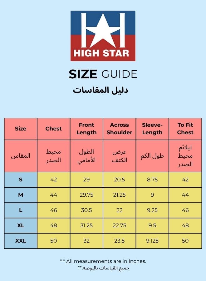 HIGH STAR Men'S Blue 100% Cotton Solid Pattern Relaxed T-Shirt - Image 4