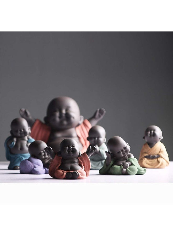 Ceramic Laughing Buddha Statue Maitreya Happy Buddha Statue Little Cute Baby Monk Figurine Buddha Figurines Home Decor Creative Crafts Dolls Ornaments Gift Delicate Ceramic Arts and Crafts (Red) - Image 5