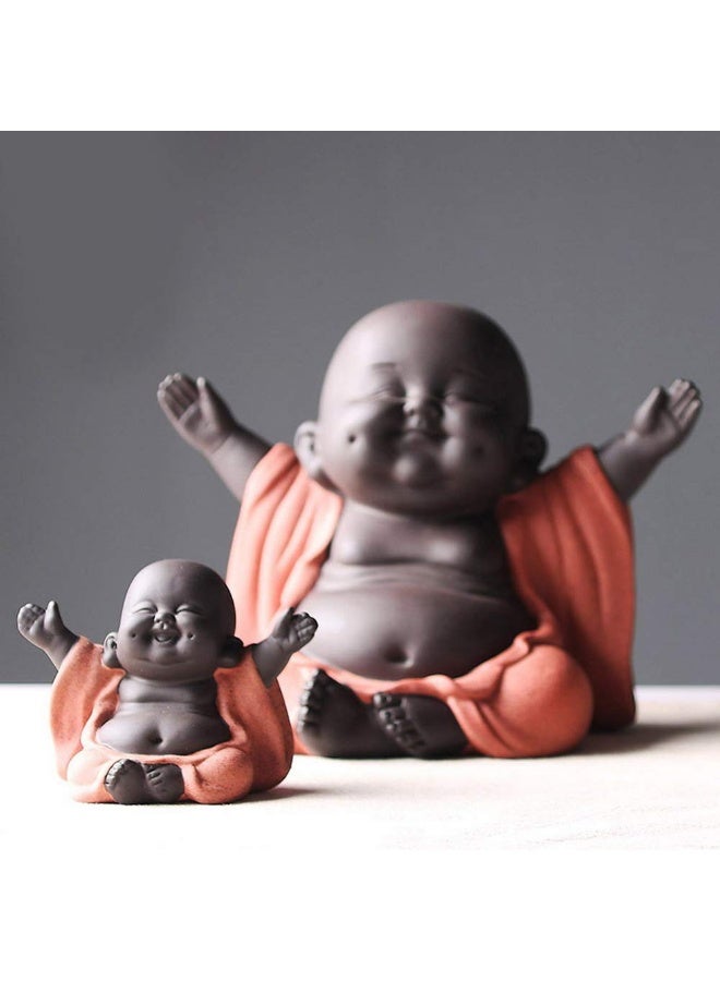 Ceramic Laughing Buddha Statue Maitreya Happy Buddha Statue Little Cute Baby Monk Figurine Buddha Figurines Home Decor Creative Crafts Dolls Ornaments Gift Delicate Ceramic Arts and Crafts (Red) - Image 4