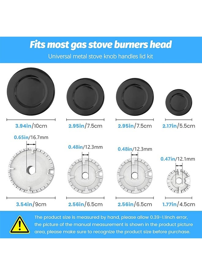 جمورو مجموعة من 4 أغطية لموقد الغاز، مجموعة قبعات الطهي، مواقد الغاز، موقد الموقد، غطاء لهب تاجي للمطبخ، مناسب لمعظم أغطية مواقد المعادن (3 أحجام) - Image 4