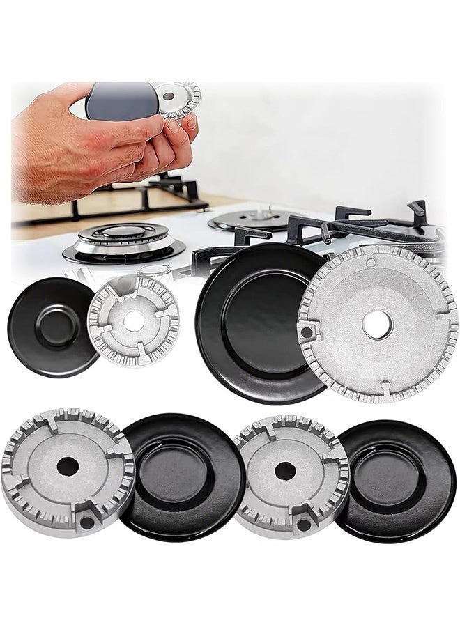 جمورو مجموعة من 4 أغطية لموقد الغاز، مجموعة قبعات الطهي، مواقد الغاز، موقد الموقد، غطاء لهب تاجي للمطبخ، مناسب لمعظم أغطية مواقد المعادن (3 أحجام) - Image 1