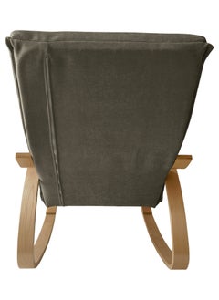 Moon Home and more.. Modern Bentwood Rocking Chair Chenille Fabric Upholstered Relax Rocker Lounge Chair Brown  - Image 4