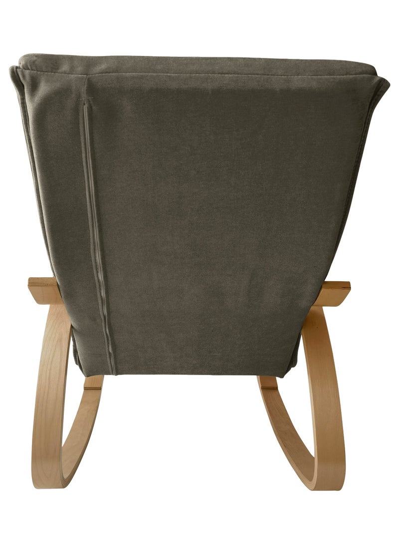 ..مون منتجات المنزل وأكتر كرسي هزاز Bentwood حديث من قماش الشنيل منجد للاسترخاء كرسي صالة الروك باللون البني - Image 4