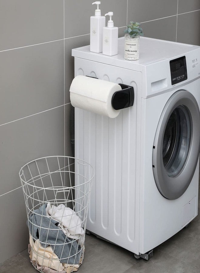 simpletome ONE Hand Tear Paper Towel Holder Magnetic for Refrigerator Kitchen Work Benches Storage Closets Grill Garage Metal Base +ABS (Black) - Image 4