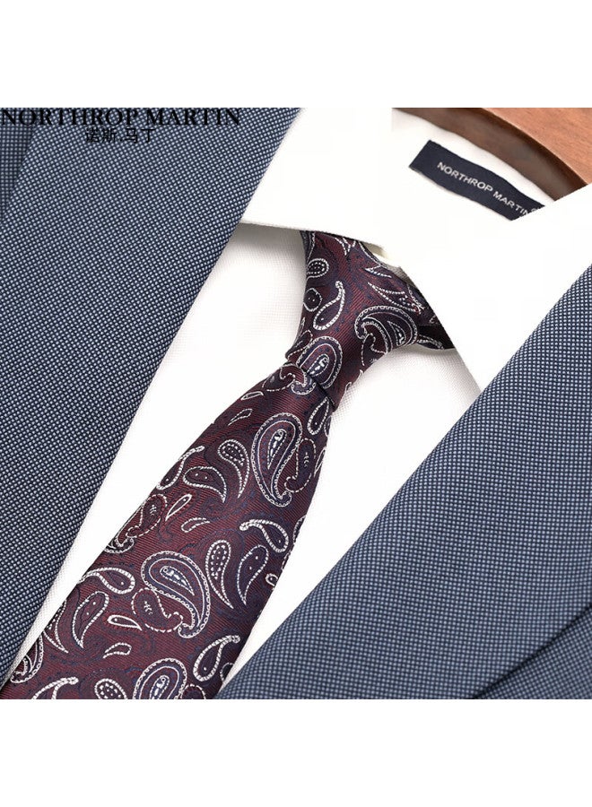 Northrop Martin High-end Silk Tie For Men, Business Suit Shirt, Groom Wedding Purple-red Vintage Style, Elegant Gift - Image 2