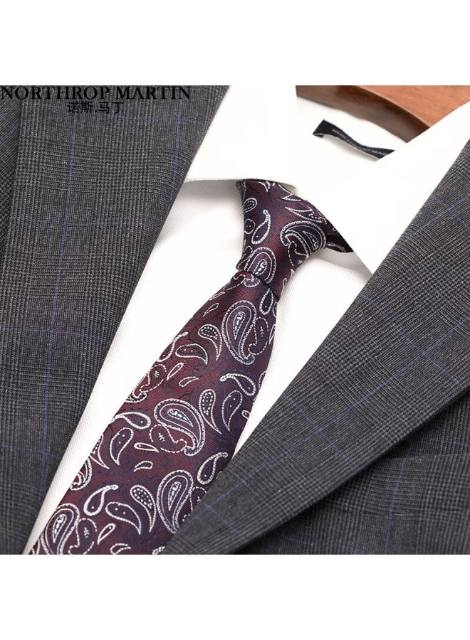 Northrop Martin High-end Silk Tie For Men, Business Suit Shirt, Groom Wedding Purple-red Vintage Style, Elegant Gift - Image 1
