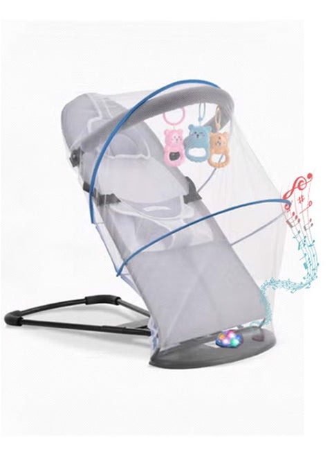 Luxury Portable Baby Rocking Chair with Music, Mosquito Net, Headrest, Toy Rack, and – Multifunctional, Adjustable, Skin-Friendly, and Breathable Design