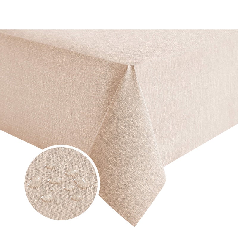 NLMUVW Square Vinyl Tablecloth Heavy Duty 100 Waterproof PVC Table Cloth Wipe Clean Oil Proof Table Cover for Kitchen Dining Picnic Champagne 54 x 54 inch