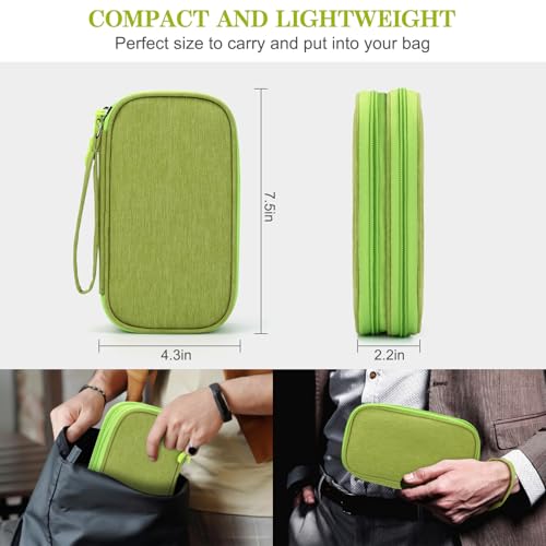 FYY Travel Cable Organizer Pouch Electronic Accessories Carry Case Portable Waterproof Double Layers All-in-One Storage Bag for Cord, Charger, Phone, Earphone Green - Image 2