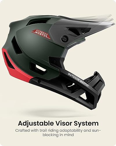 OutdoorMaster Full Face Mountain Bike Helmet for Men & Women-Two Removable Chin Pad Mountain Bike Helmet Grizzly, Ventilation Lightweight Racing Downhill DH BMX MTB Helmet (Emerald Green, Large) - Image 4