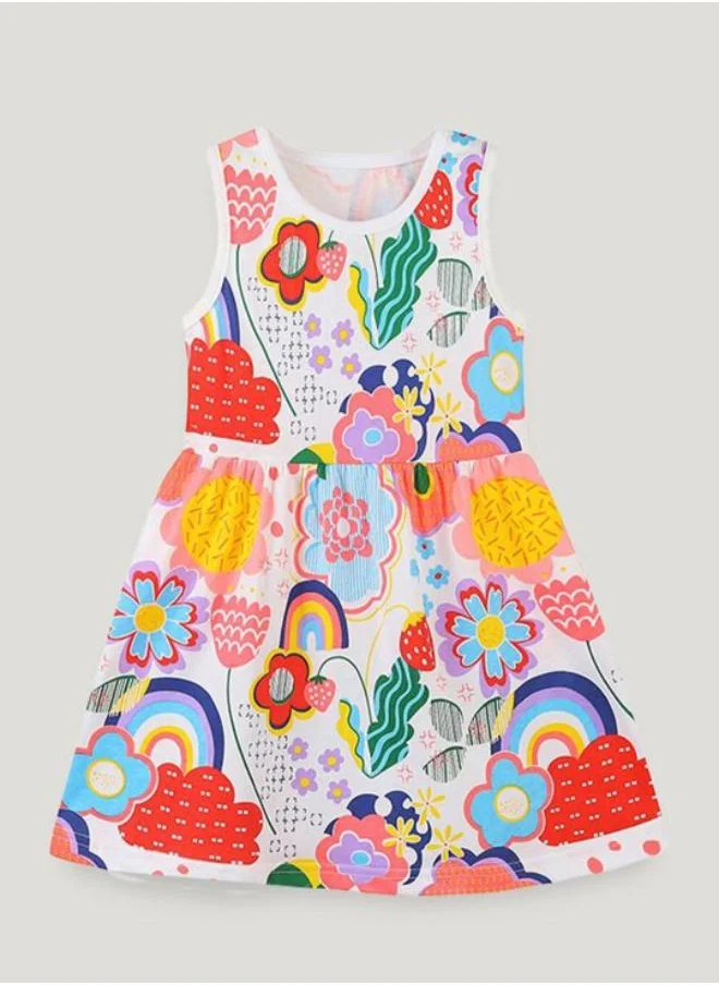 YUNIQEE Multicolour A-Line Crew Neck Printed Dress