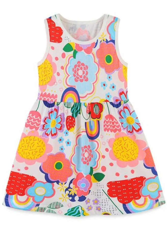 YUNIQEE Multicolour A-Line Crew Neck Printed Dress