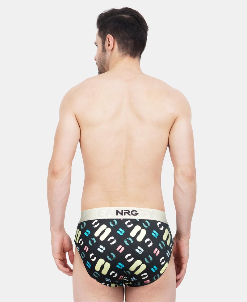 NRG Men's Printed Briefs 100% Rich Cotton & Micro Nylon Elastic Band, Superior Stretch, 0% Colour Bleed, Regular Fit, Pack of 3(G05_Design1, Size-S) - Image 2