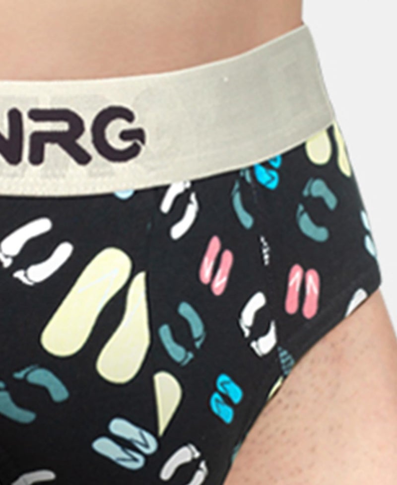 NRG Men's Printed Briefs 100% Rich Cotton & Micro Nylon Elastic Band, Superior Stretch, 0% Colour Bleed, Regular Fit, Pack of 3(G05_Design1, Size-S) - Image 3