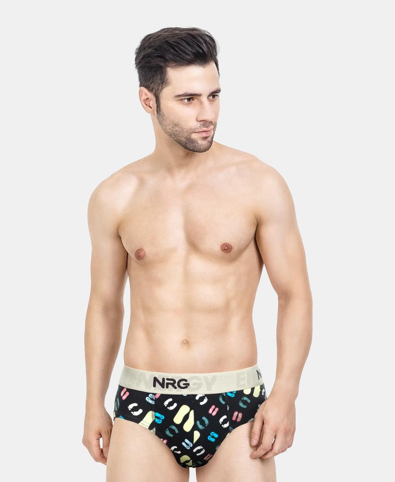 NRG Men's Printed Briefs 100% Rich Cotton & Micro Nylon Elastic Band, Superior Stretch, 0% Colour Bleed, Regular Fit, Pack of 3(G05_Design1, Size-S) - Image 4