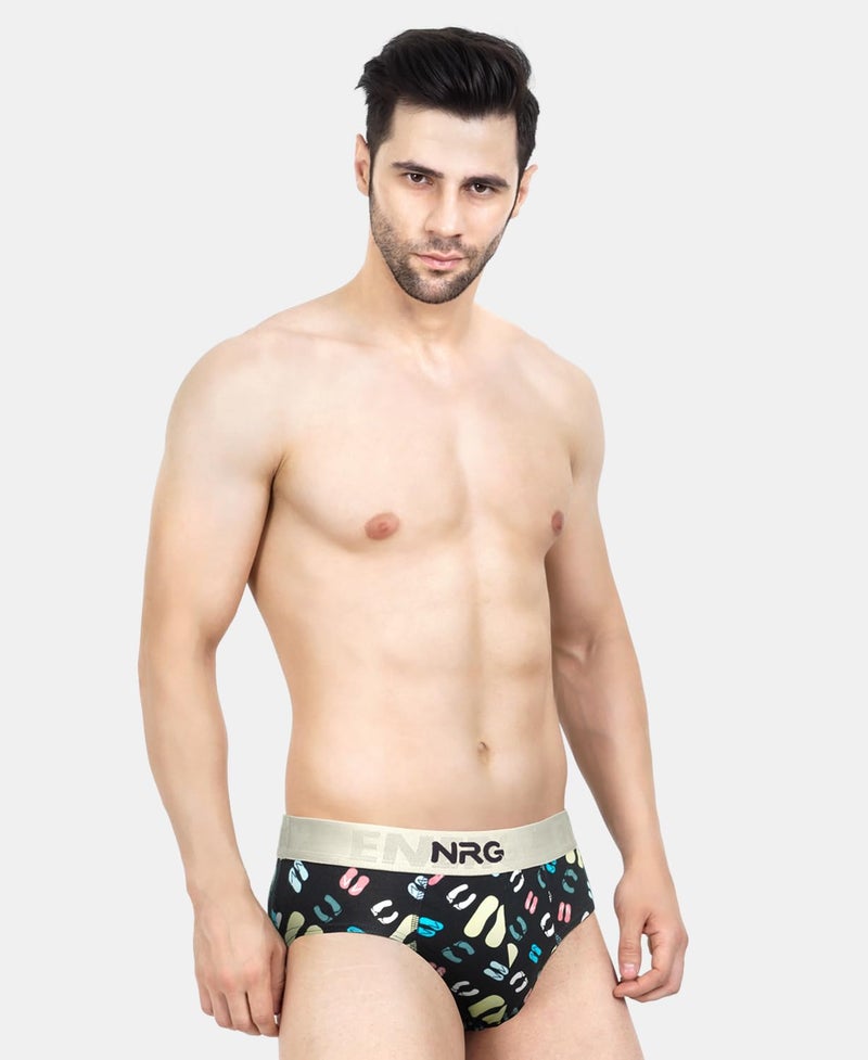 NRG Men's Printed Briefs 100% Rich Cotton & Micro Nylon Elastic Band, Superior Stretch, 0% Colour Bleed, Regular Fit, Pack of 3(G05_Design1, Size-S) - Image 5
