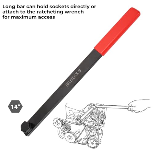 BILITOOLS 15-Piece Universal Serpentine Belt Tool Set, Ratcheting Serpentine Belt Tensioner Tool Kit - Image 5
