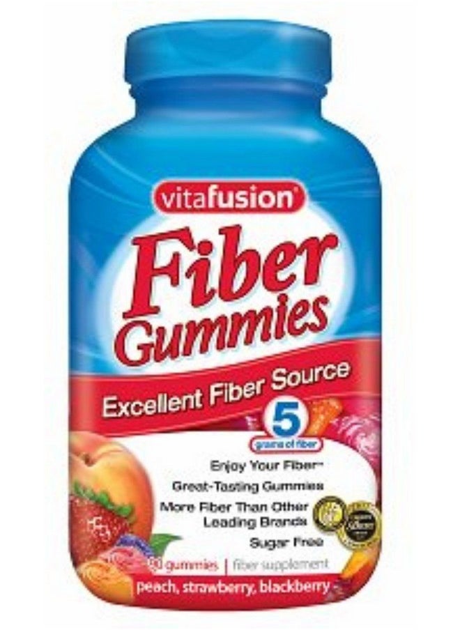 Vitafusion Fiber Gummies Fiber Supplement Peach Strawberry And Blackberry Flavors 90 Each (Pack Of 2)  - Image 1