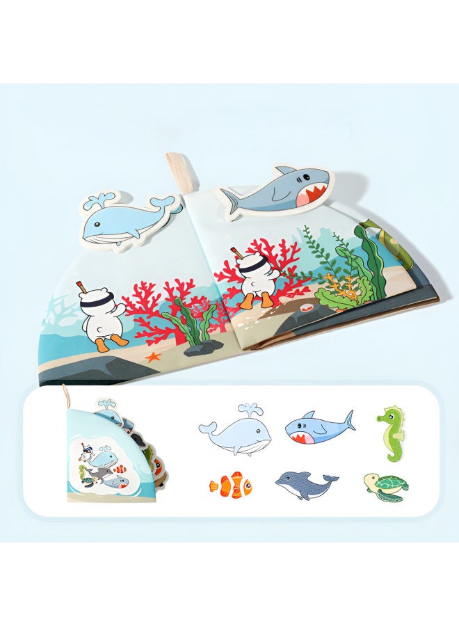 Baby Tear Tear Cloth Book Early Childhood Education Baby Toys Tear Quiet Book Washable Bite Educational Early Childhood Education Toys-Color:Marine Animal Tear-off Cloth Book (pe Zipper Bag)  - Image 1