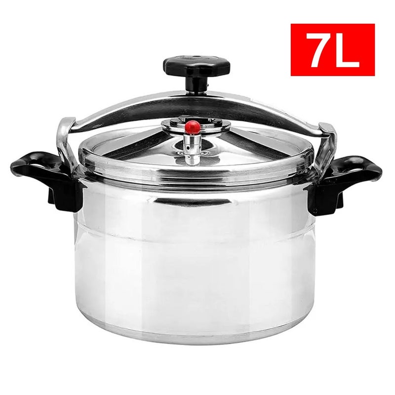 7L Large Capacity Heavy-Duty Aluminum Pressure Cooker With Fast Heat Distribution, 7-Tier Locking Lid u0026 Safety Valve System, Induction Compatible For Gas/Electric Stoves, For Family Meal Cooking, Durable u0026 Easy-Clean Design - Image 1