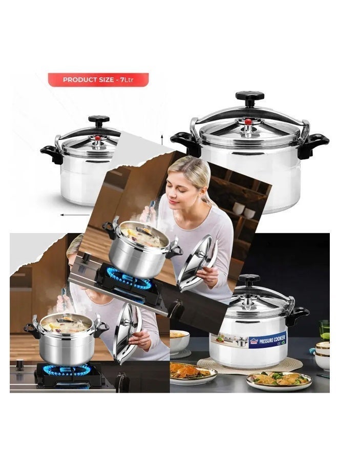 7L Large Capacity Heavy-Duty Aluminum Pressure Cooker With Fast Heat Distribution, 7-Tier Locking Lid u0026 Safety Valve System, Induction Compatible For Gas/Electric Stoves, For Family Meal Cooking, Durable u0026 Easy-Clean Design - Image 3